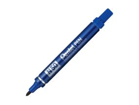 Permanent marker PENTEL N50 with a conical tip and a metal case, blue