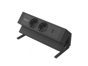 Pikendusjuhe  laadimisjaam lauale FELLOWES Desk 2-pesa, 1 x USB-A ja 1 x USB-C must
