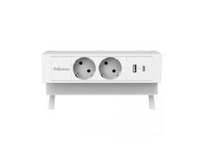 Pikendusjuhe  laadimisjaam lauale FELLOWES Desk 2-pesa, 1 x USB-A ja 1 x USB-C valge