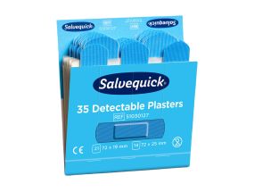 Пластыри для пищевой промышленности водостойкие синие SALVEQUICK в упаковке 35 шт.