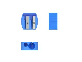 Plastic sharpener ErichKrause Multi, double hole, assorted (box 24 pcs.)