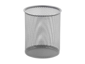 Чашка для карандашей металлическая круглая серебряная FORPUS