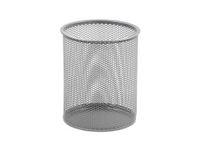 Чашка для карандашей металлическая круглая серебряная FORPUS