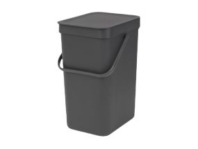 Trash can 25L with lid BRABANTIA Sort/Go dark grey