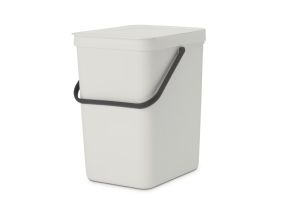 Trash can 25L with lid BRABANTIA Sort & Go, light gray