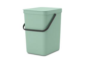 Trash can 25L with lid BRABANTIA Sort & Go, light green