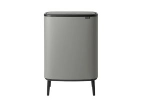 Trash can 2x30L with lid BRABANTIA Bo Touch Bin Hi, on legs, concrete gray
