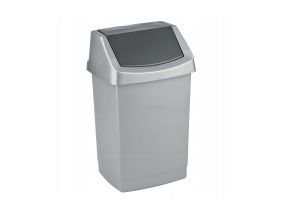 Trash can 50L with movable lid, gray