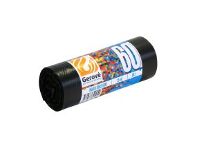 Prügikott 60L (600x850mm) HDPE 12mic must 25tk rullis