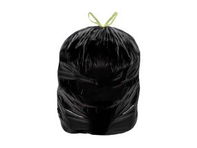 Garbage bag with strings 35L (520x620mm) LDPE 30mic 15pcs/roll black