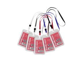 Kaardihoidja, vertikaalne koos kaelapaelaga  ERICH KRAUSE 54х85 mm, läbipaistev, kaelapael assortii