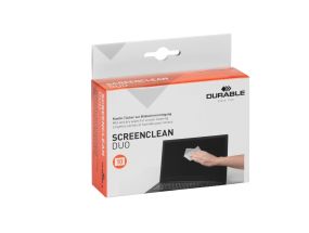 Cleaning cloths for the screen moistened DURABLE Screenclean Duo wet+dry 10 pcs in a pack