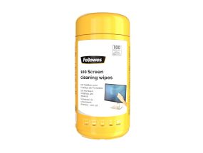 Screen cleaning cloths moistened FELLOWES 100 pcs in a jar