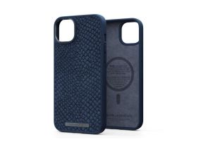 NJORD BYELEMENTS Salmon Leather MagSafe, iPhone 14 Plus, blue - Leather case