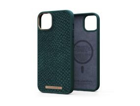 NJORD BYELEMENTS Salmon Leather MagSafe, iPhone 14 Plus, green - Leather case