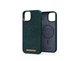 NJORD BYELEMENTS Salmon Leather MagSafe, iPhone 14, green - Leather case
