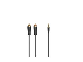 HAMA Audio Cable, 3.5 mm - 2 RCA, gold-plated, 1.5 m, black - Cable