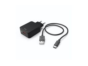HAMA Quick Charger With USB-C cable, 19,5W, 1,5m, must - Laadimisadapter kaabliga
