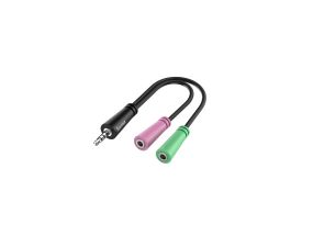 HAMA Audio Adapter, 4-pin, 3.5mm plug - 2x 3.5mm socket - Cable
