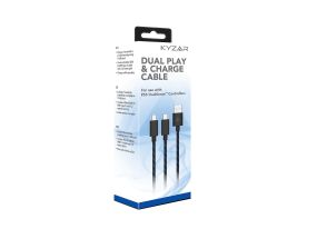 Kyzar Dual Play &amp; Charge cable, PS5, 3m, must - USB-C kaksikkaabel