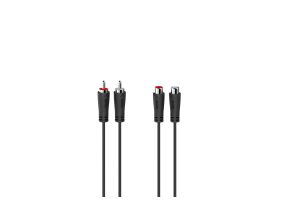 Hama Audio Extension Cable, 2 RCA plugs - 2 RCA sockets, 3 m, black - Cable
