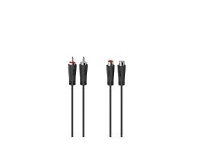 Hama Audio Extension Cable, 2 RCA pistikut - 2 RCA pesa, 1.5 m, must - Kaabel