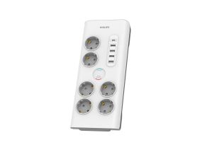 Philips, 6 outputs, USB-C, USB-A, 2 m, white - Voltage protection