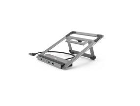 Hama Connect2Office Stand, USB-C dokk, 12 porti, 100 W, hall - Sülearvutidokk / alus