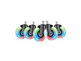 EL33T Rubber Casters, 3", RGB, 5tk, must - Mänguritooli rattad