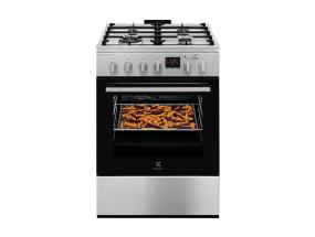 Electrolux 600 Seeria SteamBake, 58 L, laius 60 cm, roostevaba teras - Gaasipliit elektriahjuga