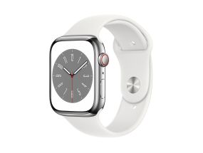 Apple Watch Series 8 GPS + Cellular, Sport Band, 45mm, silver stainless steel / white - Smartwatch