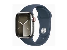 Apple Watch Series 9 GPS + Cellular, 41 mm, Sport Band, S/M, hõbe roostevaba teras / sinine - Nutikell
