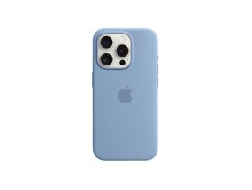 Силиконовый чехол Apple с Magsafe, iPhone 15 Pro, голубой — Чехол