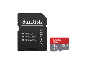 SanDisk Ultra microSDXC, 1 ТБ, серый — карта MicroSD с адаптером SD