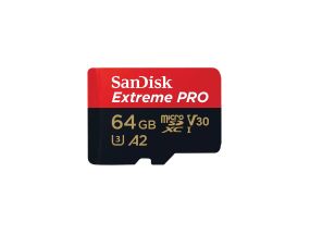 SanDisk Extreme Pro, UHS-I, microSD, 64 GB - Memory card and adapter