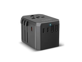 SBS GaN universal travel adapter, 70 W, must - Vooluadapter