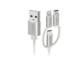 SBS, USB-A - USB-C, Micro USB, Lightning, 1,2 м, серый - Кабель