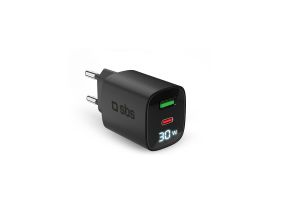 SBS LCD Wall Charger, USB-A, USB-C, LCD, 30 W, black - Wall charger