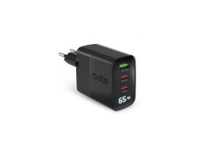 SBS LCD Wall Charger, USB-A, 2x USB-C, LCD, 65 W, must - Laadija