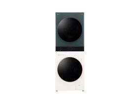 LG, 12 kg + 10 kg, depth 66 cm, 1400 rpm, beige/green - Washing machine + Dryer