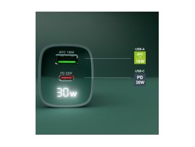 SBS LCD Wall Charger, USB-A, USB-C, LCD, 30 W, helesinine - Laadija