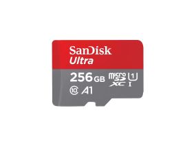 SANDISK Ultra microSDXC, 256 GB, gray - MicroSD card with SD adapter