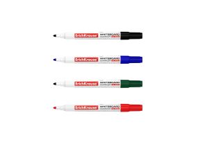 White board marker ErichKrause® W-500, colors: black, blue, red, green (pouch 4 pcs.)