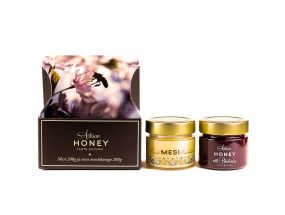 Artisan Honey Õiemesi 200 g + mesi mustikatega 200 g kartongist kinkekarbis