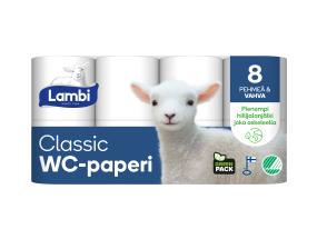 Tualettpaber LAMBI 8rl pakis 3-kihiline lumivalge