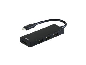 USB jagaja Hama USB-C 3 pesa USB 2.0 + HDMI