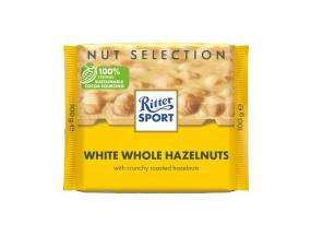 Valge šokolaad RITTER SPORT tervete metspähklitega 100g