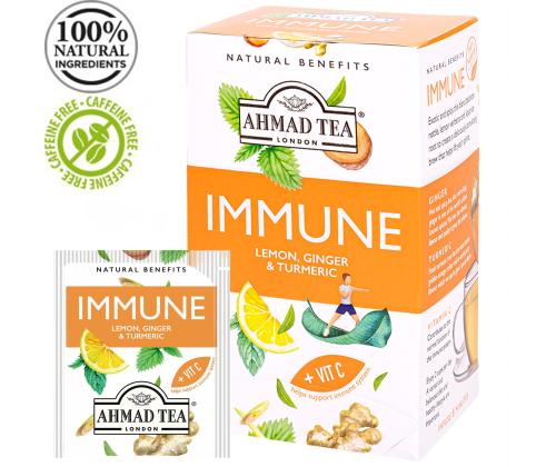 Puuviljatee AHMAD Immune sidrun, ingver ja kurkum 20tk ümbrikus
