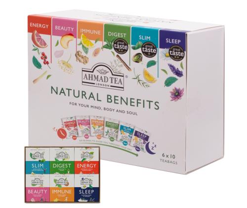 Roheline tee komplekt AHMAD Natural Benefits 2g x60tk