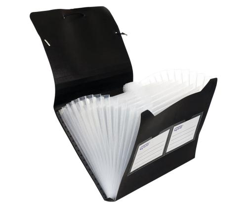 Lõõtsmapp A5 12-osaline GRAND nurgakummiga must